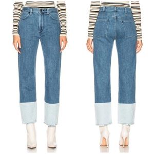 NWT Rag & Bone Two-Tone Denim Straight Leg Cuff Jean | Size 25